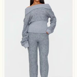 Pretty little thing Cozy Gray Knit Sweater and Pants Set